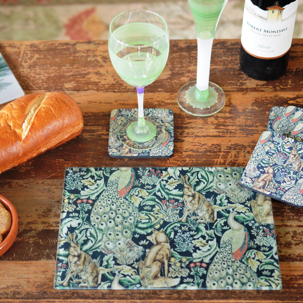 William Morris Rabbit Cheese Tray/Cutting Board & Coaster Set - Golden Hill Studio