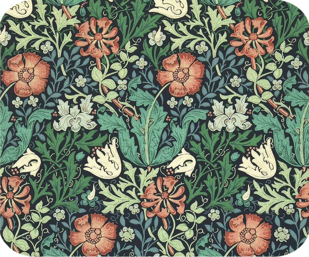 William Morris Pink Floral Hot Pads/Mouse Pads - Golden Hill Studio