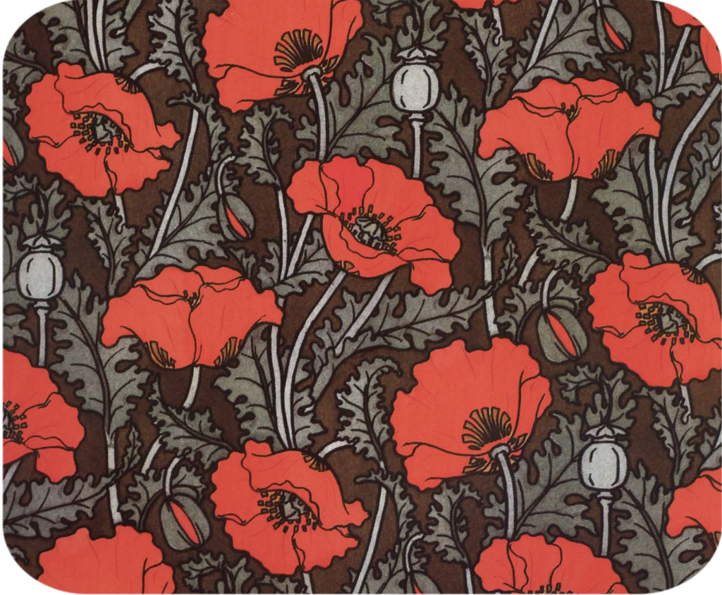 William Morris Red Poppy Hot Pads/Mouse Pads - Golden Hill Studio