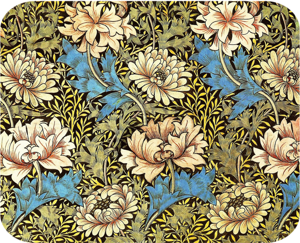 William Morris White Floral Hot Pads/Mouse Pads - Golden Hill Studio