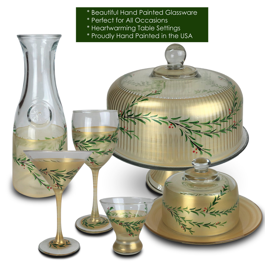 Winter Gold Garland Carafe - Golden Hill Studio