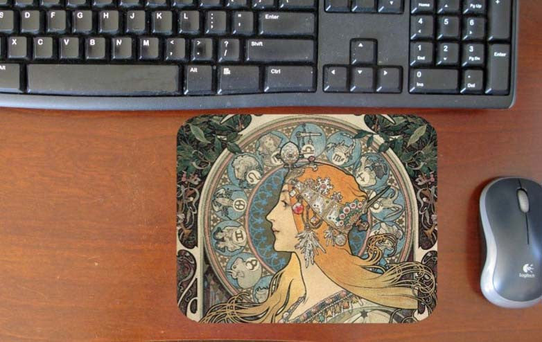 Art Nouveau Zodiac Lady Hot Pads/Mouse Pads - Golden Hill Studio