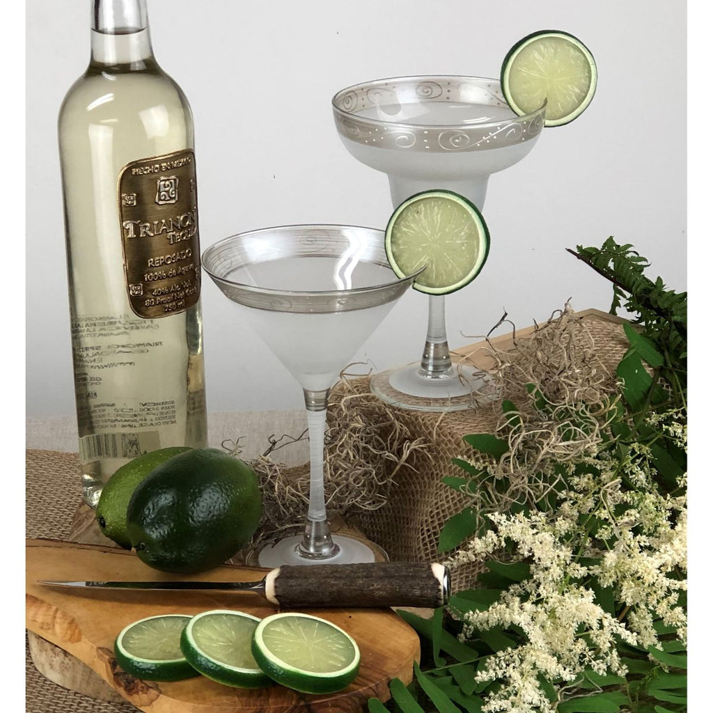 Heirloom White/Pewter Swirl Martini   Set of 2 - Golden Hill Studio
