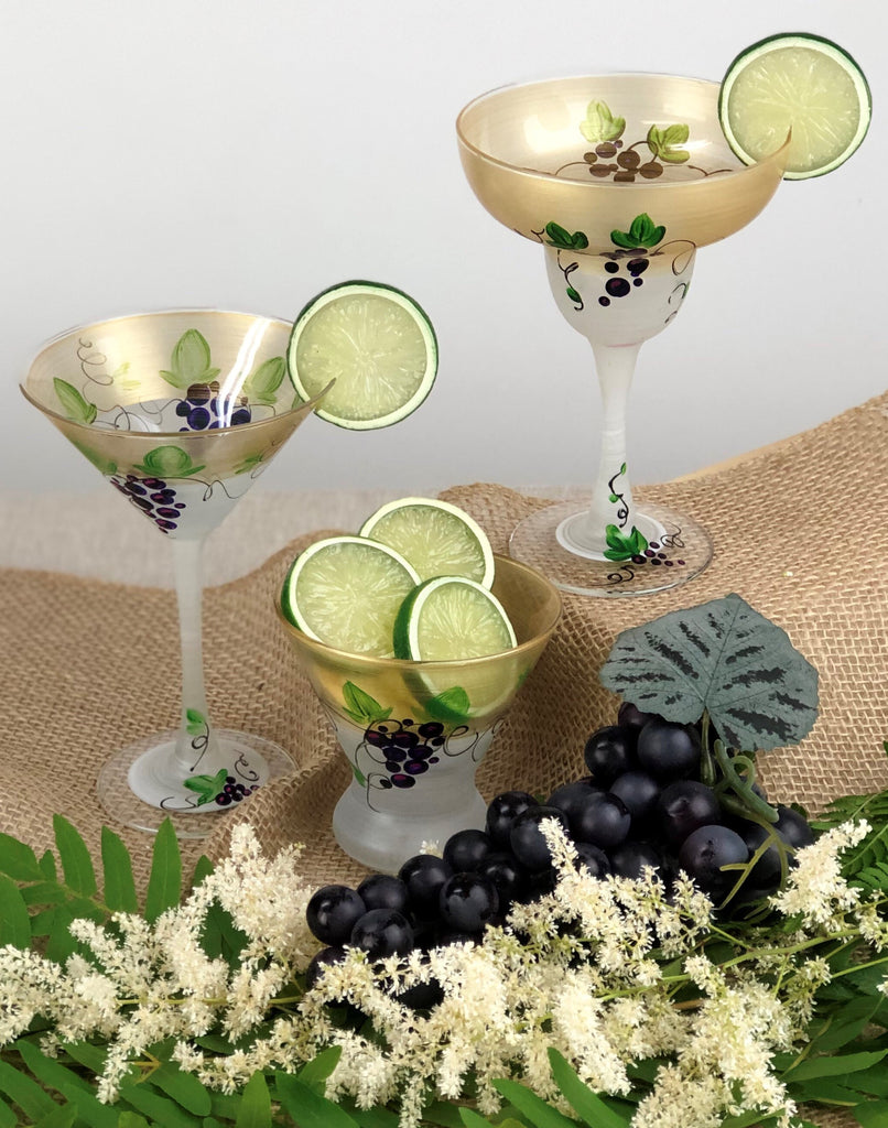 Napa Grapes n' Vines Margarita   Set of 2 - Golden Hill Studio